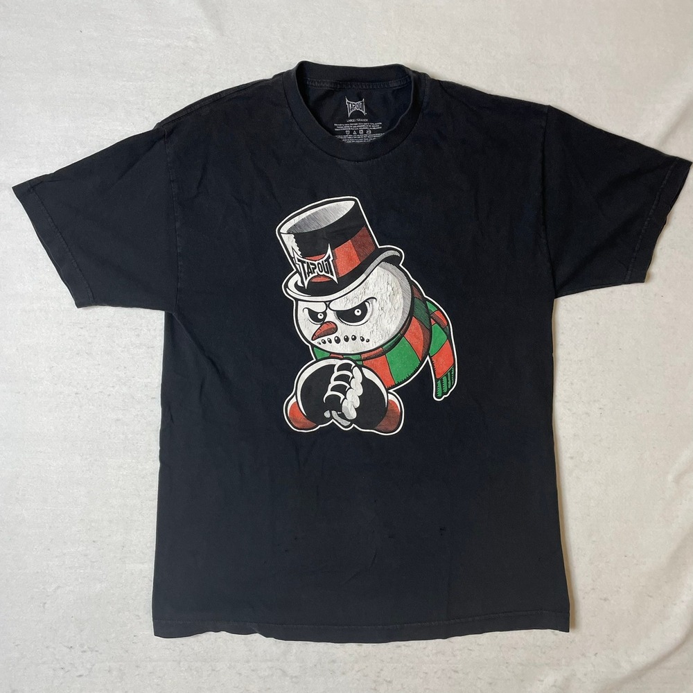 Tapout Graphic T Shirt Mens‎ Large Evil Snowman MMA Fighting Black Tee